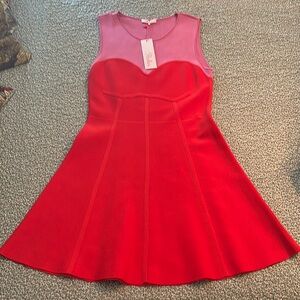 Parker Red Sleeveless Fit and Flare Mini Dress
